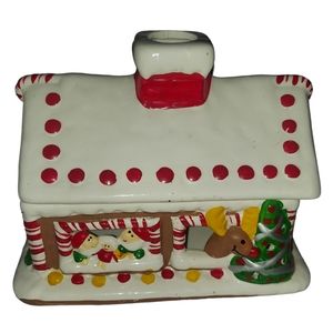 Wicks n Sticks 1984 Santas Toy Shop Ceramic Candle Holder Vintage